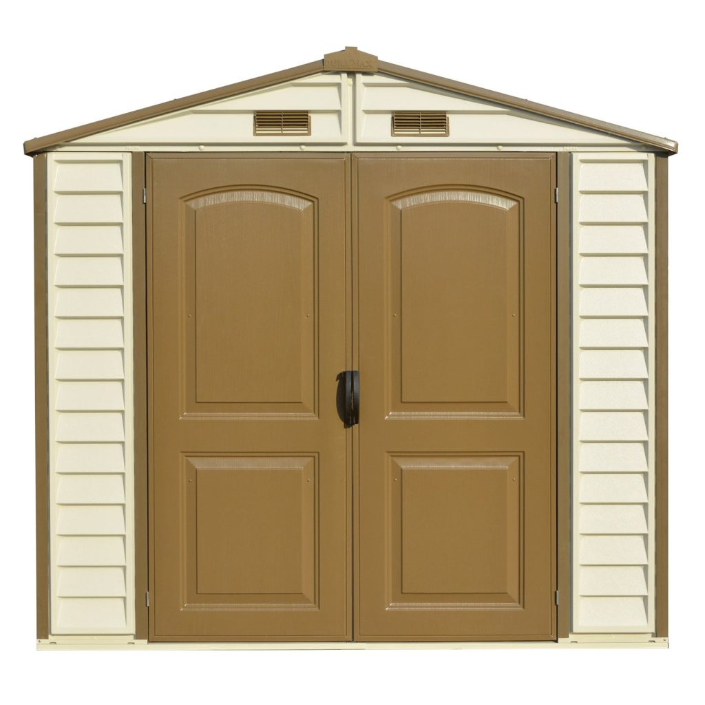 DuraMax 8ft x 5.5ft Storeall Vinyl Shed with Foundation Kit and window