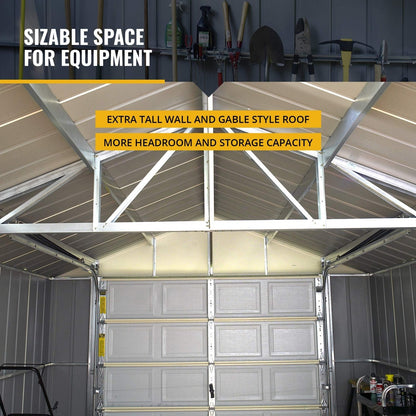 Arrow Shed 12′ x 31′ Murryhill Garage Galvanized Steel Extra Tall Walls Prefabricated Shed Storage Building, 12′ x 31′, Flute Gray