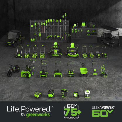 Greenworks 60V 42” Cordless Electric CrossoverT Riding Mower, (4) 8.0Ah Batteries and (2) Dual Port Turbo Chargers