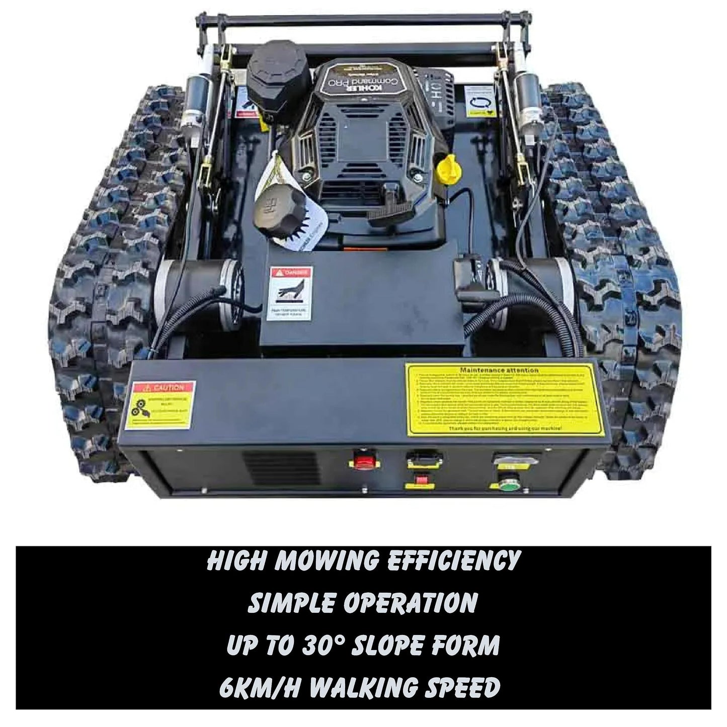 Robotuf Remote Control Lawn Mower Cordless 7.5HP Robotic Grass Cutter Self Propelled Crawler Home, Garden and Agricultural Use (Yamaha Engine, Blue)