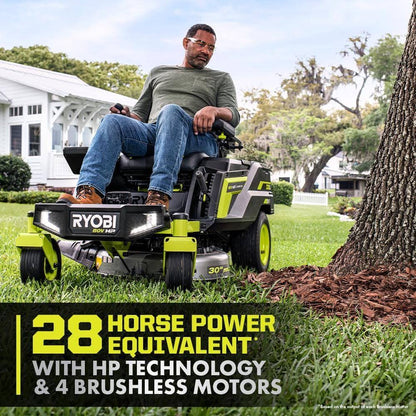 RYOBI 80V HP Brushless 30 in. Battery Electric Cordless Zero Turn Riding Mower with 80V 10 Ah Batteries and Charger