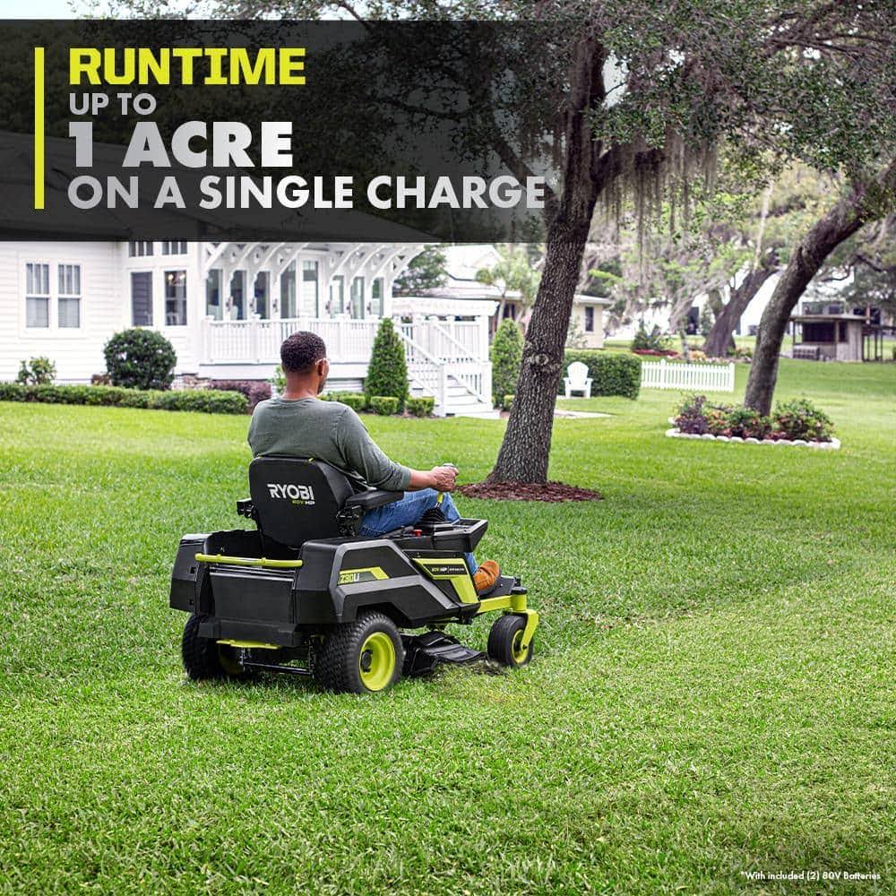 RYOBI 80V HP Brushless 30 in. Battery Electric Cordless Zero Turn Riding Mower with 80V 10 Ah Batteries and Charger